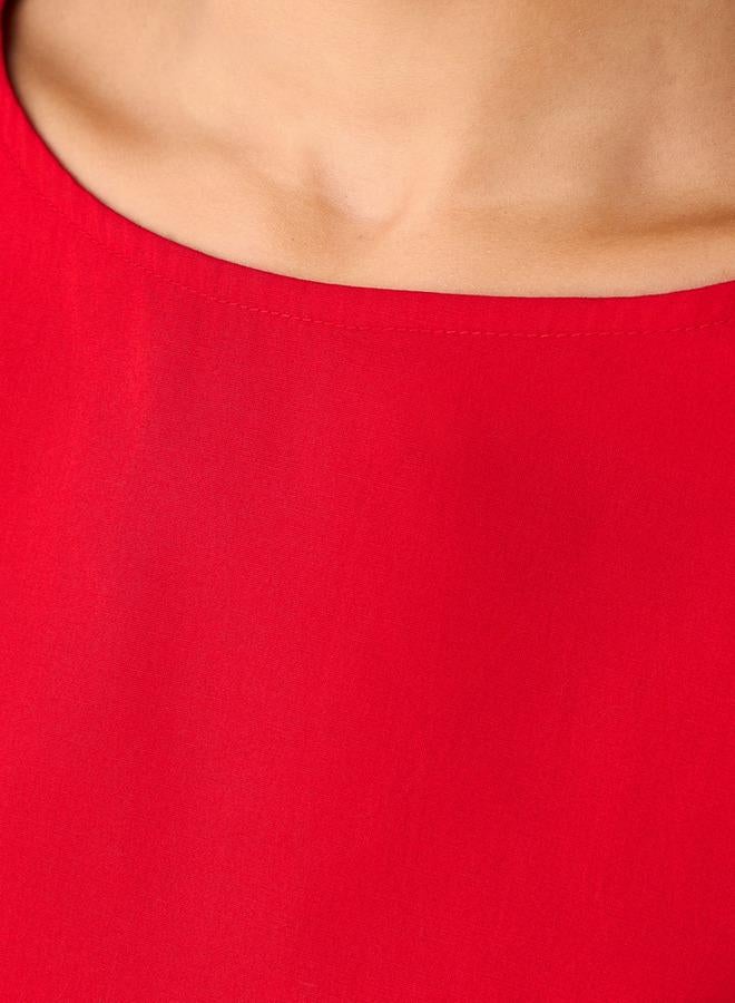 تواكستريمز فستان قطني متوسط الطول بتصميم - وأكمام منتفخة - Image 4